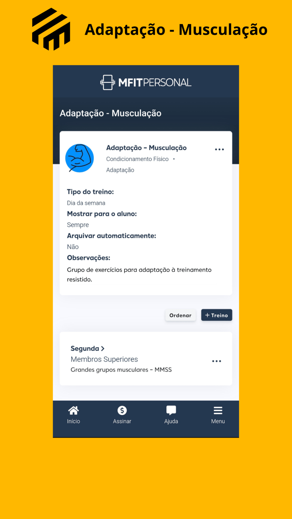Criando treinos no banco de dados no MFIT&nbsp;Personal.